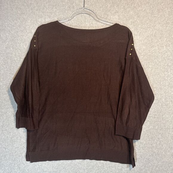 Chico’s Brown Grommet Sweater Women Size 2 - Picture 8 of 11